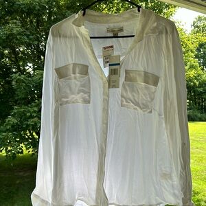 NWT white rayon button up